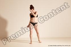 Underwear Martial art Woman White Moving poses Slim medium brown Dynamic poses Academic